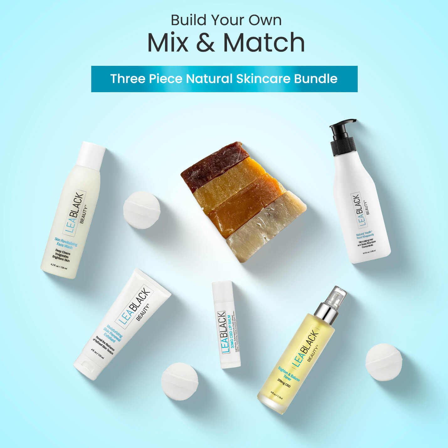 Lea Black Beauty® Mix & Match Three Piece Natural Skincare Bundle - Choose 3