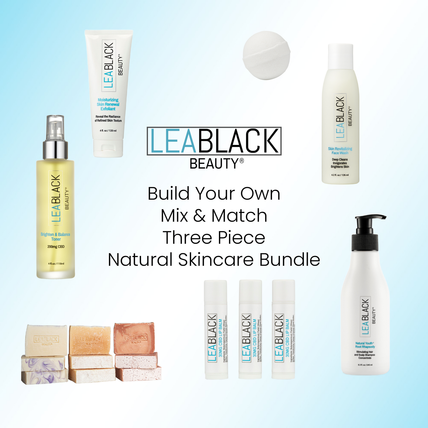 Lea Black Beauty® Mix & Match Three Piece Natural Skincare Bundle - Choose 3