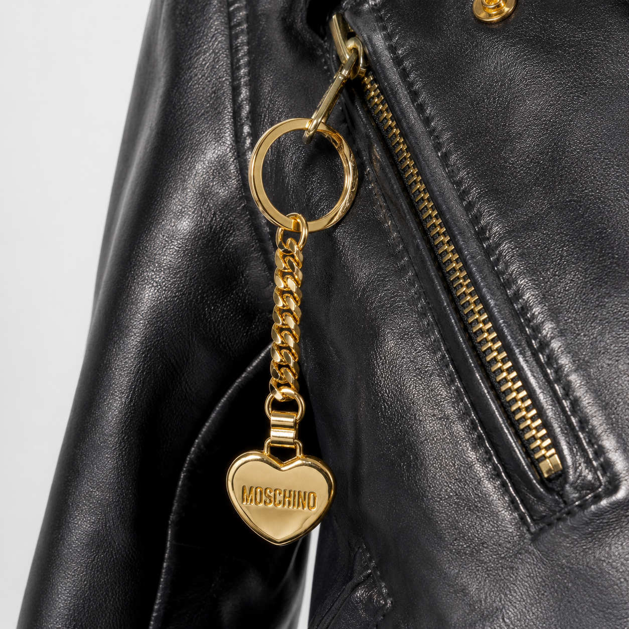 Moschino Black Leather Biker Jacket with Ruffle Collar Size IT 42 | Loved By Lea