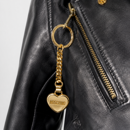 Moschino Black Leather Biker Jacket with Ruffle Collar Size IT 42 | Loved By Lea