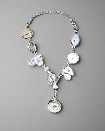 Loved By Lea Custom Nautical Compass & Anchor Statement Necklace – Blue Agate Accents | Neiman Marcus Exclusive