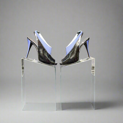 Loved By Lea: Pierre Hardy Neoprene & Patent Peep-Toe Slingback Heels — EU 40.5 (US 10.5), Blue/Black