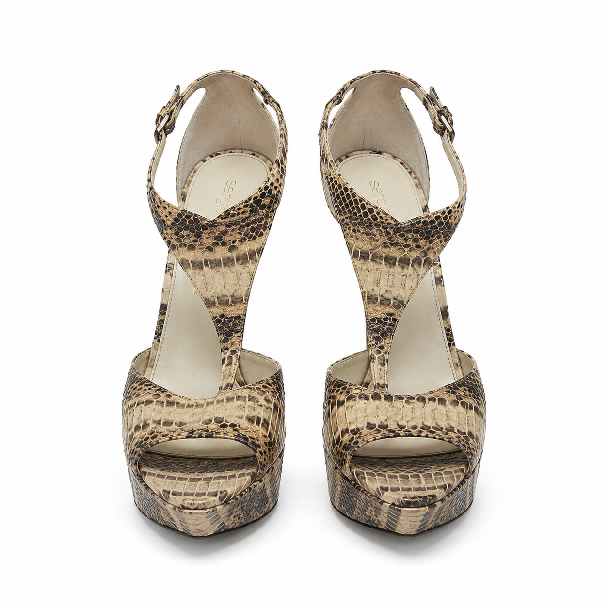 Sergio Rossi python snakeskin platform slingback pump - side view