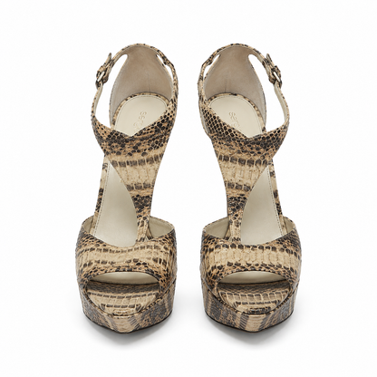 Sergio Rossi python snakeskin platform slingback pump - side view