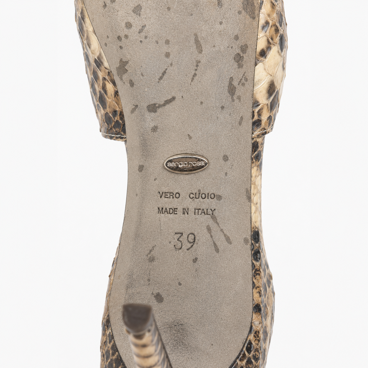 Sergio Rossi python snakeskin platform slingback pumps - side view 2