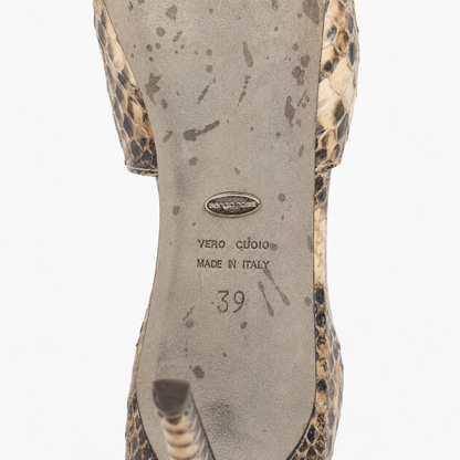 Sergio Rossi python snakeskin platform slingback pumps - side view 2