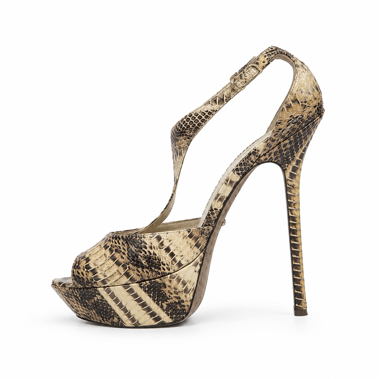 Sergio Rossi python snakeskin platform slingback pumps - top down view