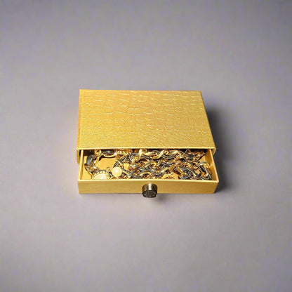 Loved by Lea: St. John Leather-Through Gold Chain Belt with Pearl Heart Charms — Size 32 — With Box