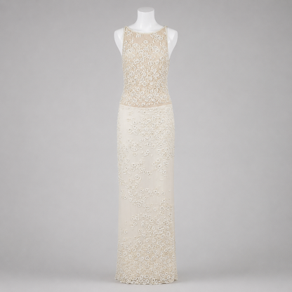 Loved By Lea: Vera Wang Cream Long Beaded Gown Size 8