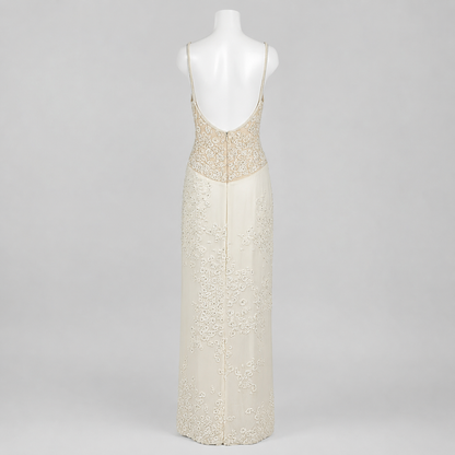 Loved By Lea: Vera Wang Cream Long Beaded Gown Size 8