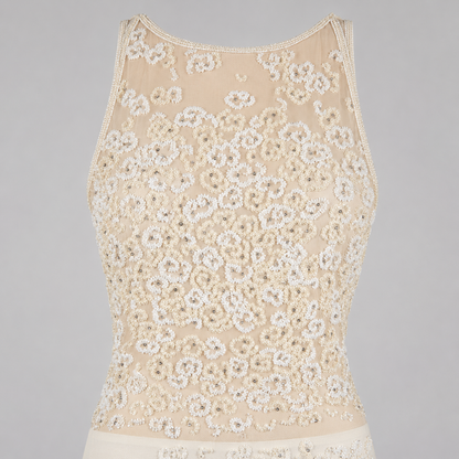 Loved By Lea: Vera Wang Cream Long Beaded Gown Size 8
