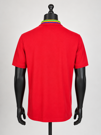 Versace Red Rainbow Stripe Polo Shirt | Men's 2XL | Like New | Loved By Lea