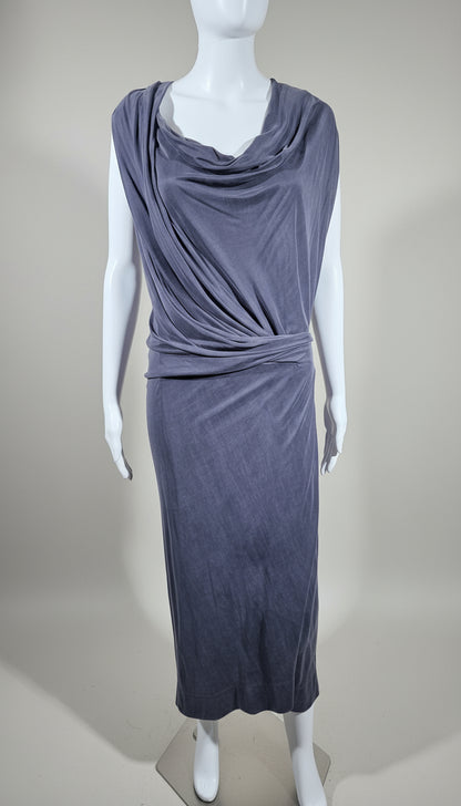 Loved By Lea: Vivienne Westwood Red Label Draped Jersey Midi Dress in Charcoal Grey (NWT, Size M)