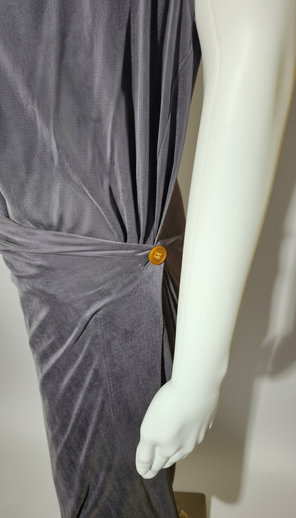 Loved By Lea: Vivienne Westwood Red Label Draped Jersey Midi Dress in Charcoal Grey (NWT, Size M)