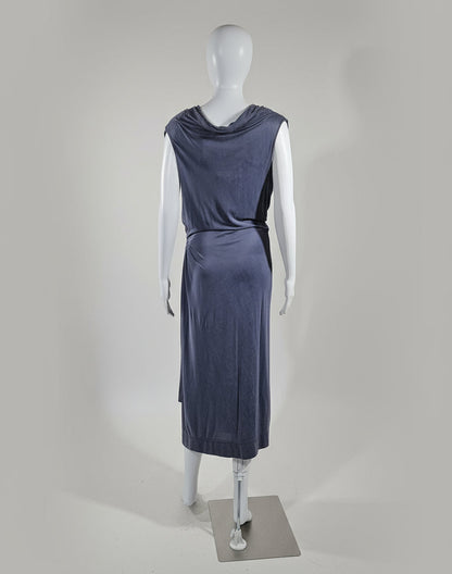 Loved By Lea: Vivienne Westwood Red Label Draped Jersey Midi Dress in Charcoal Grey (NWT, Size M)