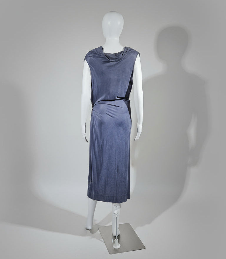Loved By Lea: Vivienne Westwood Red Label Draped Jersey Midi Dress in Charcoal Grey (NWT, Size M)
