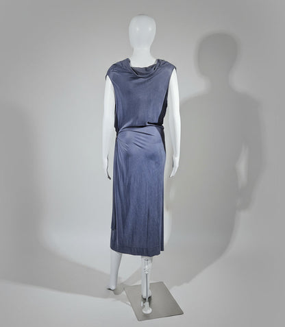 Loved By Lea: Vivienne Westwood Red Label Draped Jersey Midi Dress in Charcoal Grey (NWT, Size M)