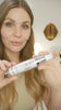 Leslie applying Lea Black Beauty Anti-Aging Face Serum with 250mg CBD to her face and neck.