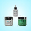 Maggie Adofo displaying and applying the LBB Skincare Labs enzyme peel, detox clay mask and Blemish Defense serum.
